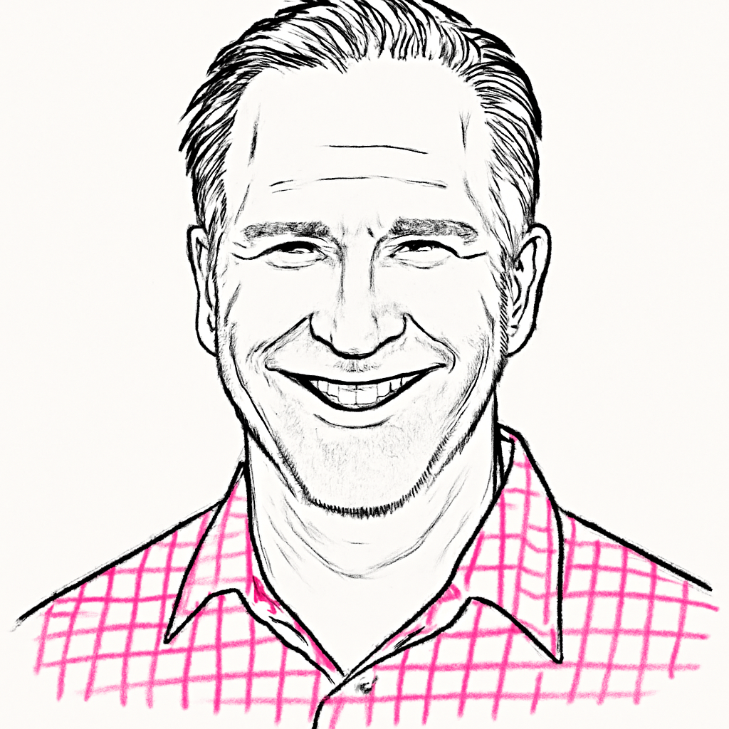 Drawn portrait of Darren Moffett