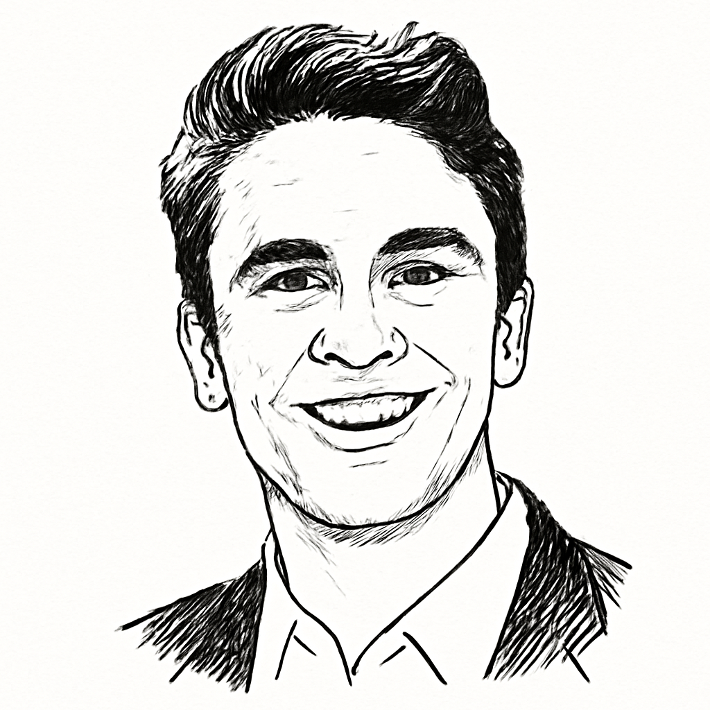 Drawn portrait of Alex Atallah