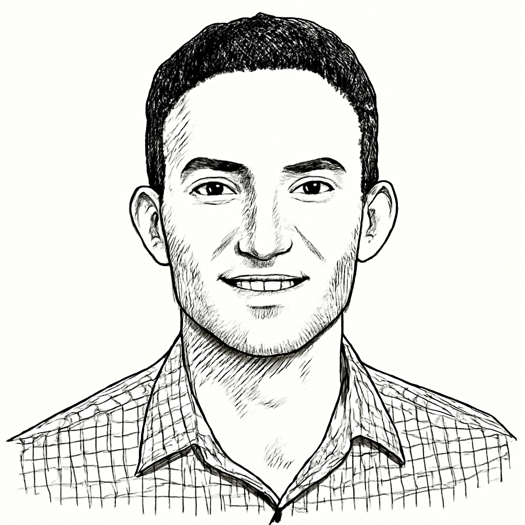 Drawn portrait of Jean-Paul Sanday