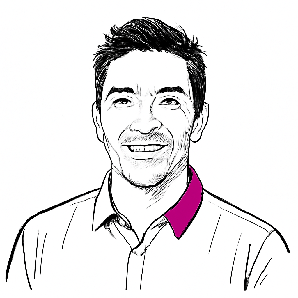 Drawn portrait of Tim Tully