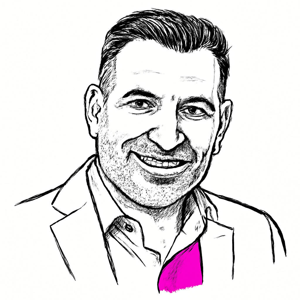 Drawn portrait of Houman Haghighi