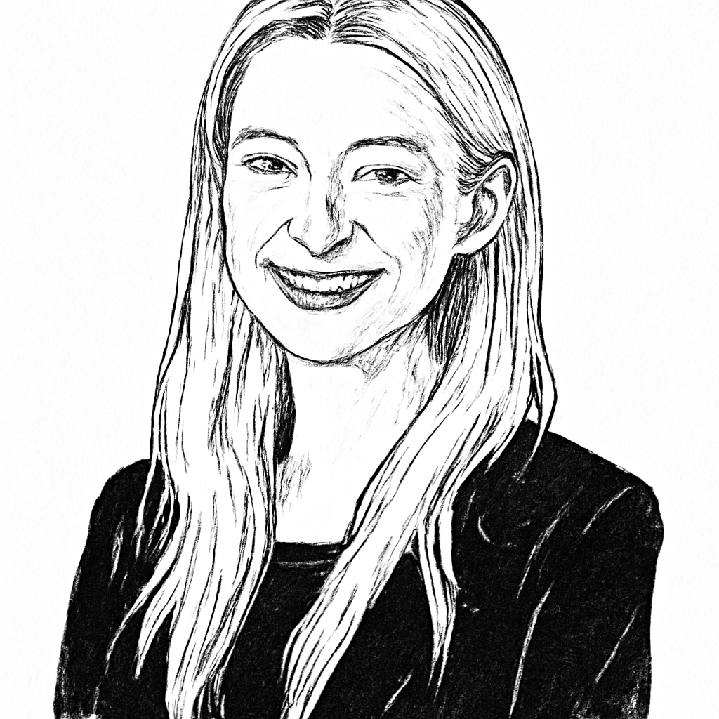 Drawn portrait of Tia Sherringham