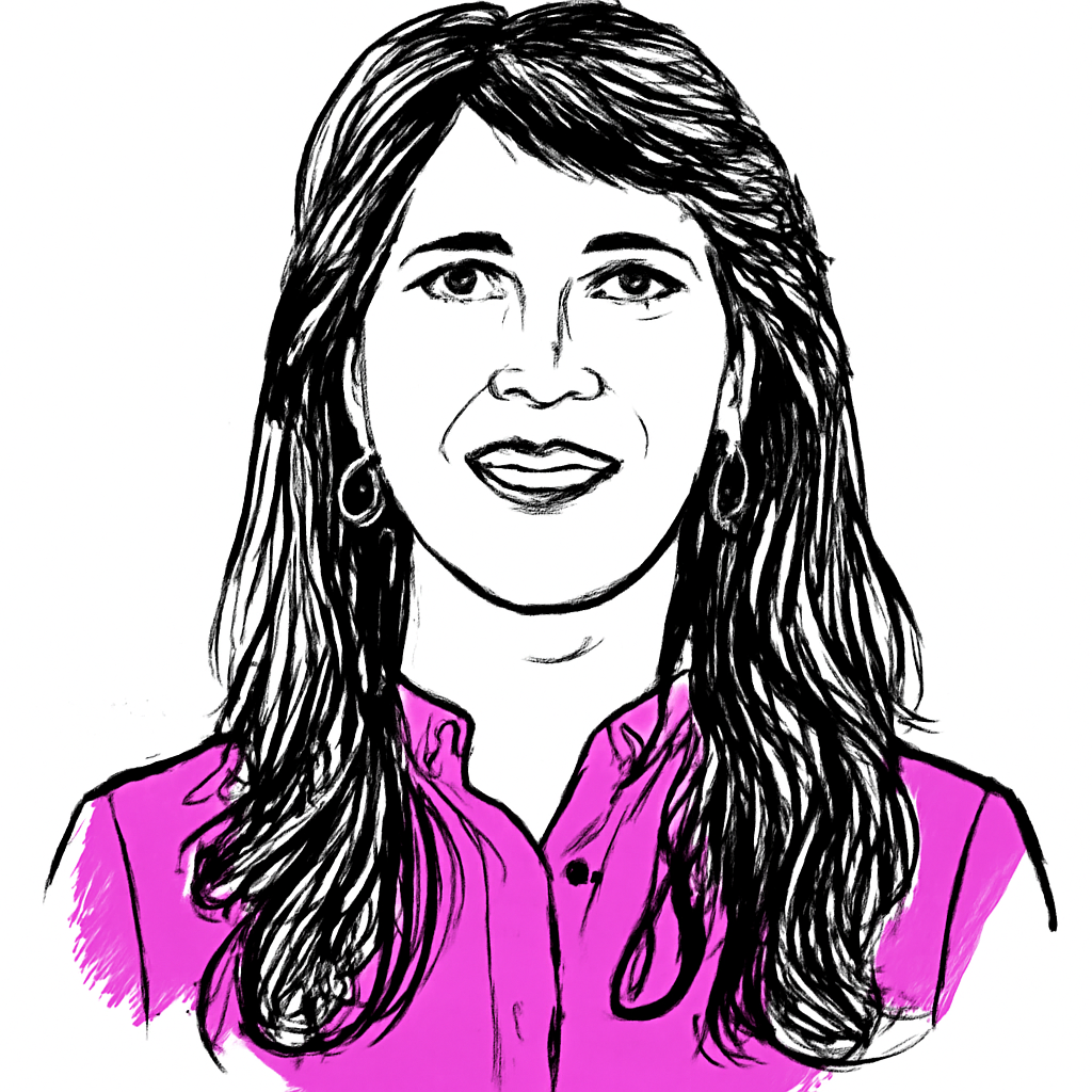 Drawn portrait of Mindy Isenstein
