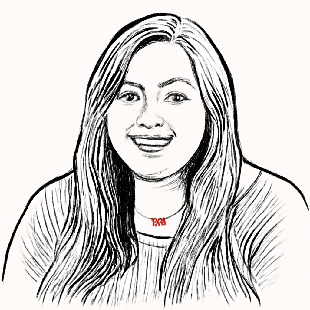 Drawn portrait of Jen Walsh