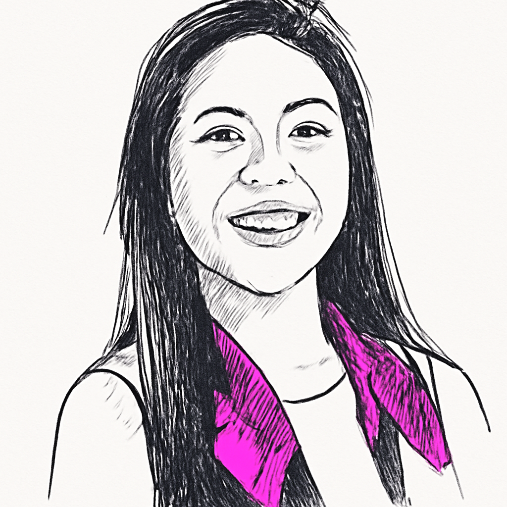 Drawn portrait of Jen Kha
