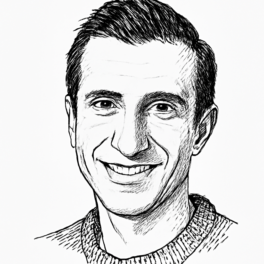 Drawn portrait of Harj Taggar