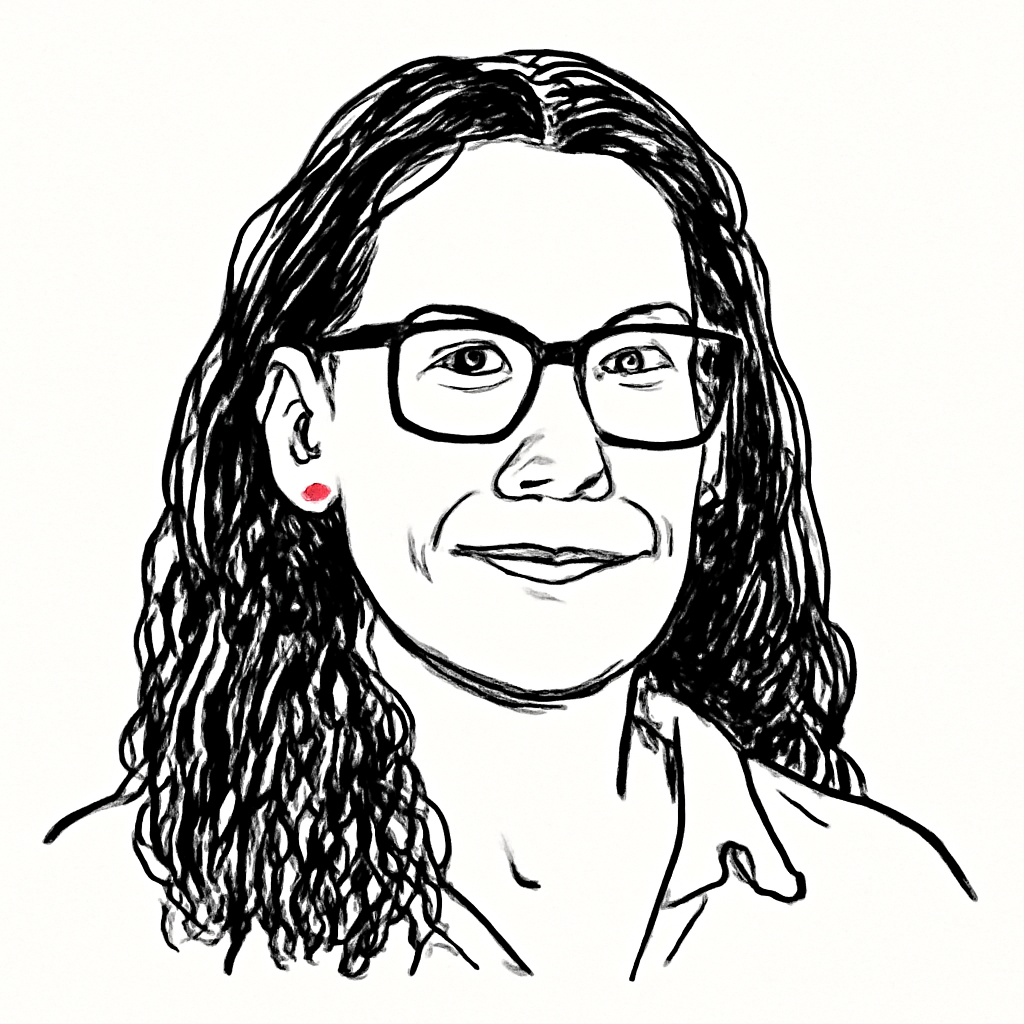 Drawn portrait of Kelley Tighe