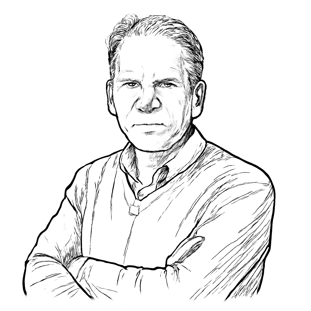 Drawn portrait of Nigel Toon