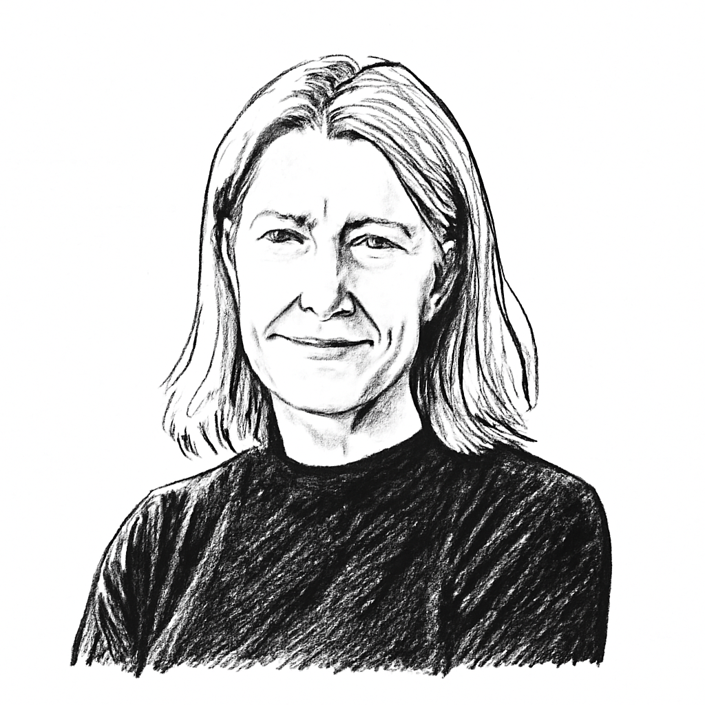 Drawn portrait of Sally Mortimore Doherty