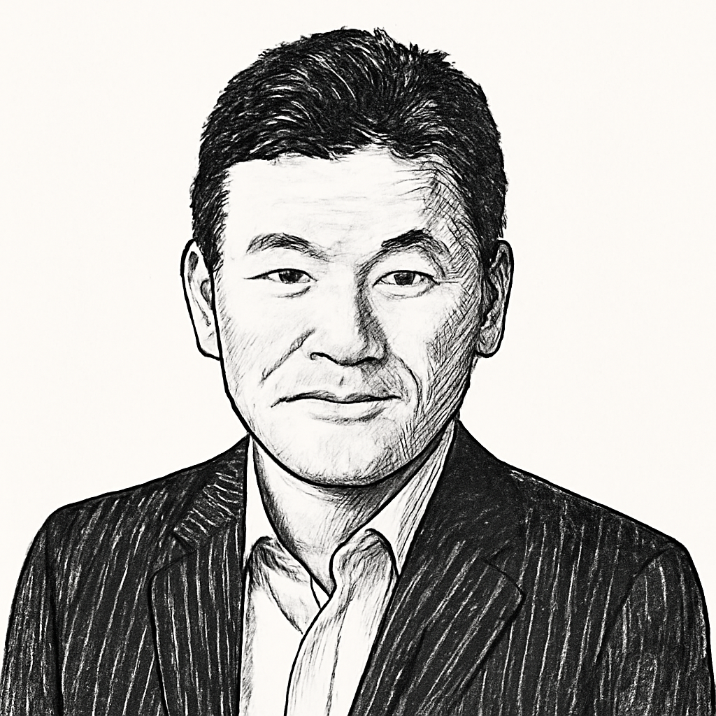 Drawn portrait of Hiroshi Mikitani