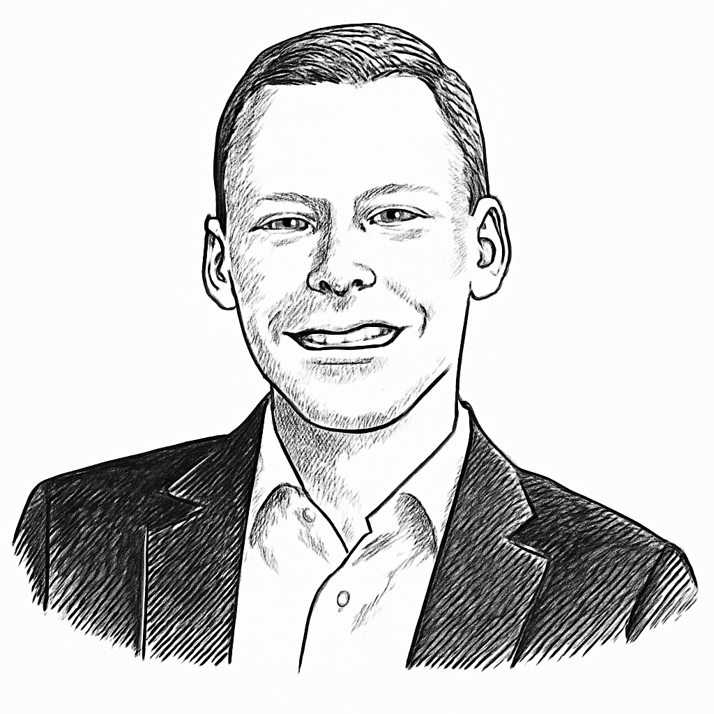 Drawn portrait of Rolf Hellermann