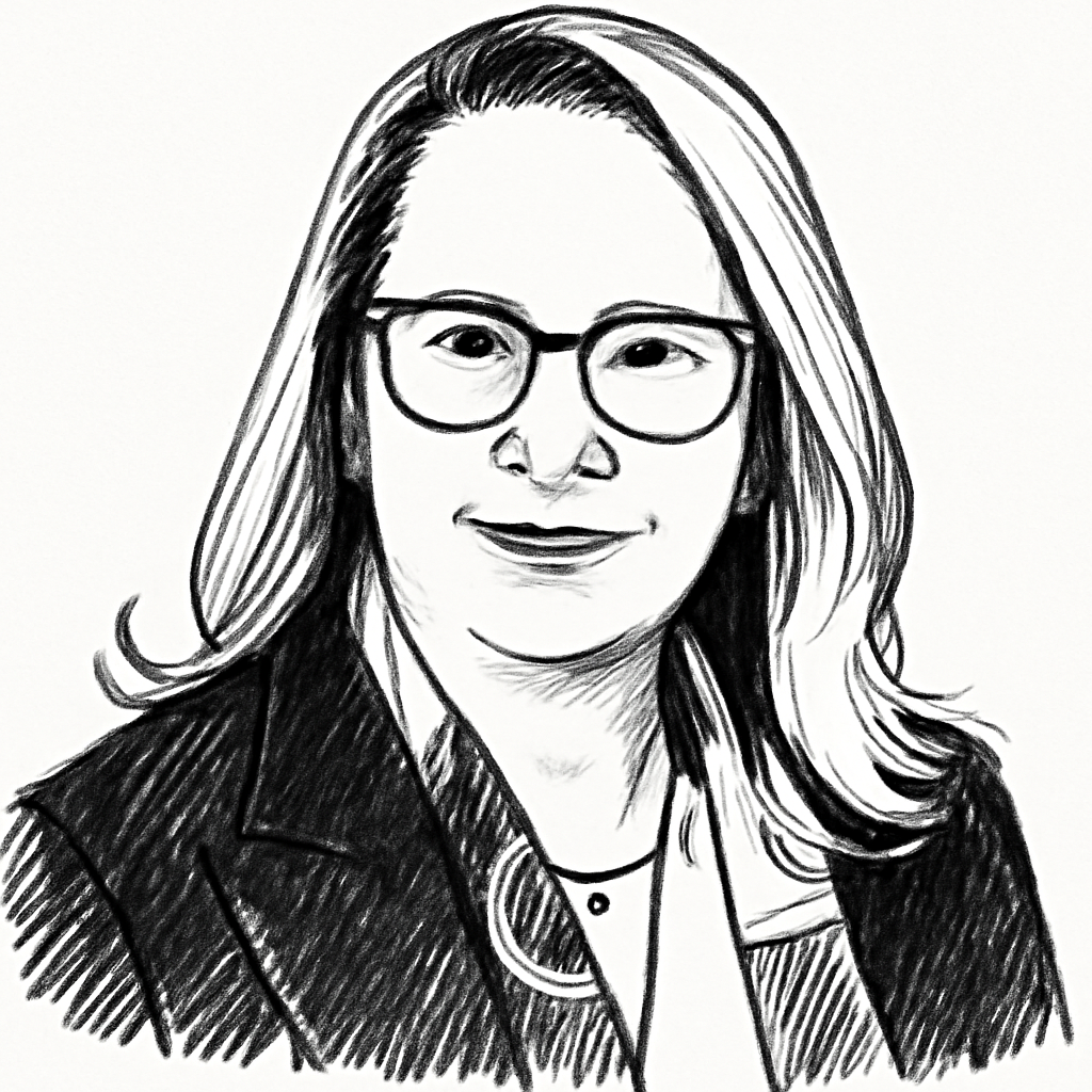 Drawn portrait of Denise Abel