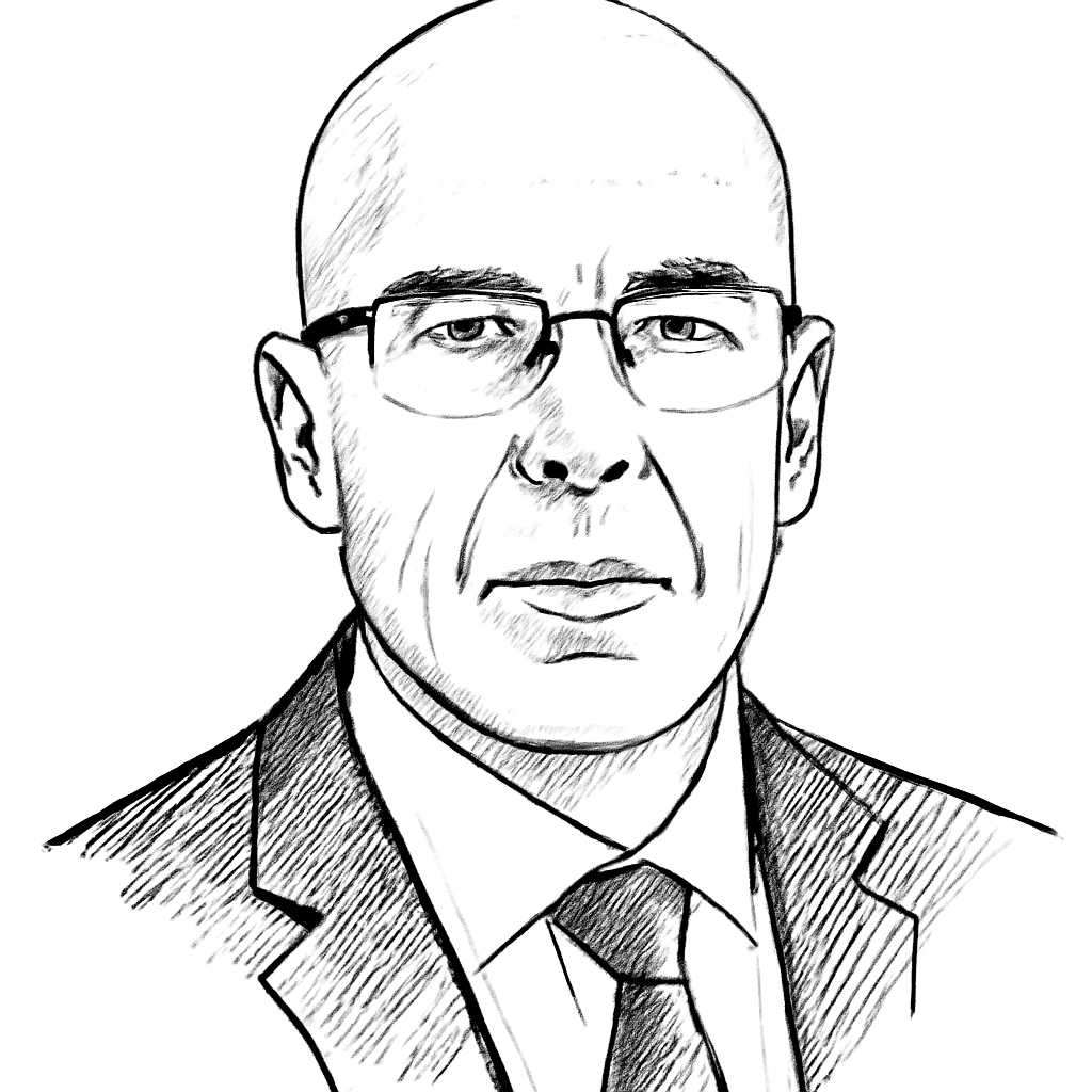 Drawn portrait of Juan J. de Pablo