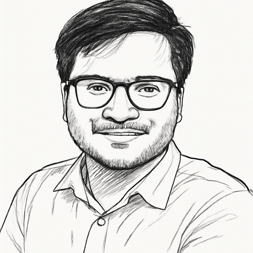 Drawn portrait of Piyush Gupta
