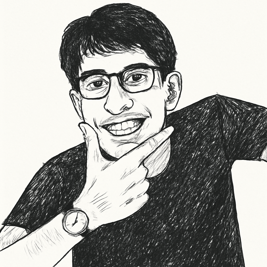 Drawn portrait of Akhil Mohan