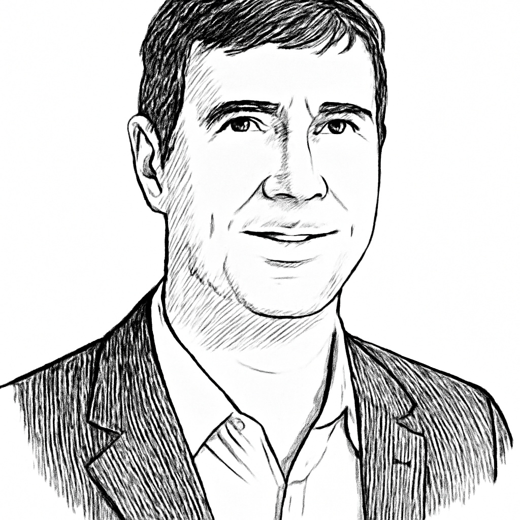Drawn portrait of Bob Grim