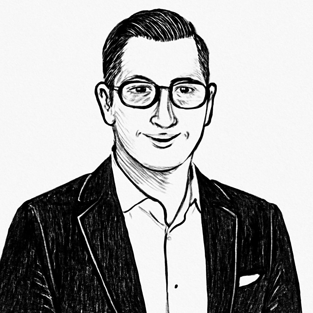 Drawn portrait of Russ Slaten