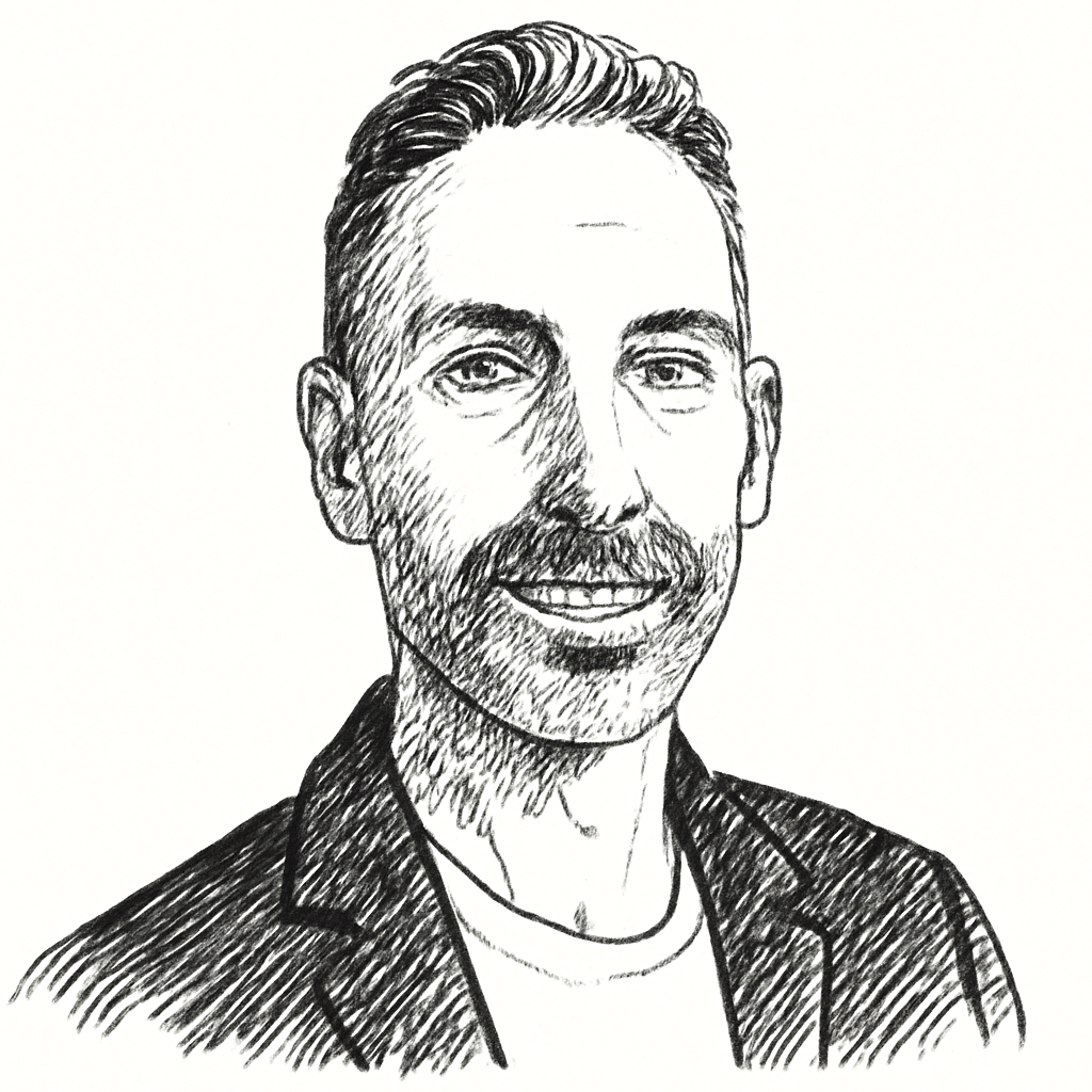 Drawn portrait of Guy Gertner