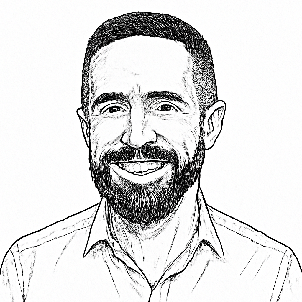 Drawn portrait of Nick Allardice