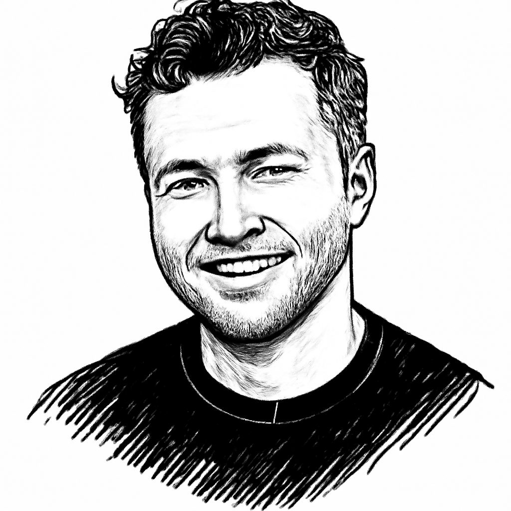 Drawn portrait of Evgenii Gorchakov