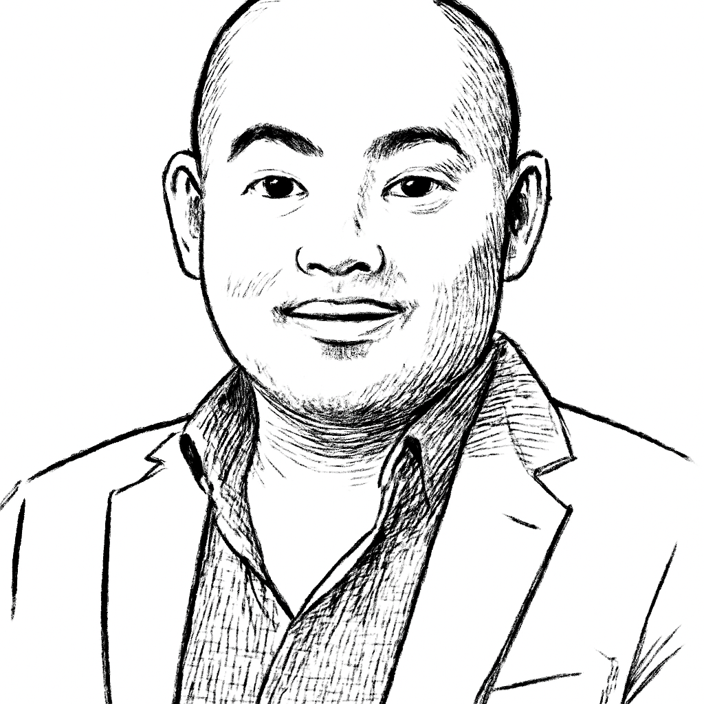Drawn portrait of Ken Fong