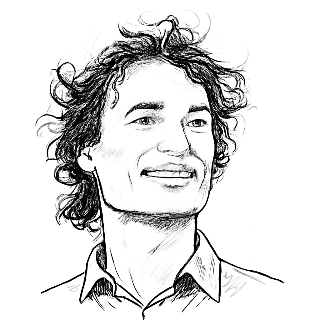 Drawn portrait of Samuel Mugel