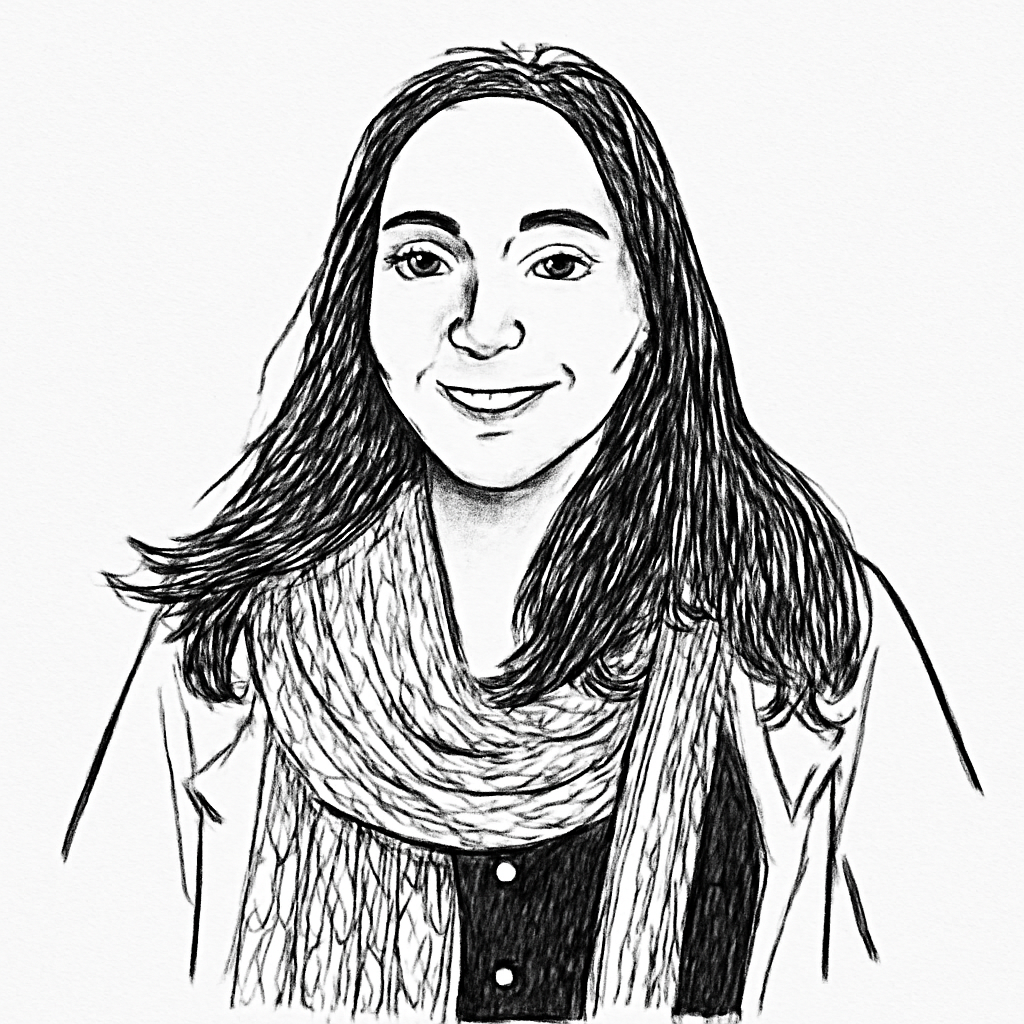 Drawn portrait of Raquel Pelegrin
