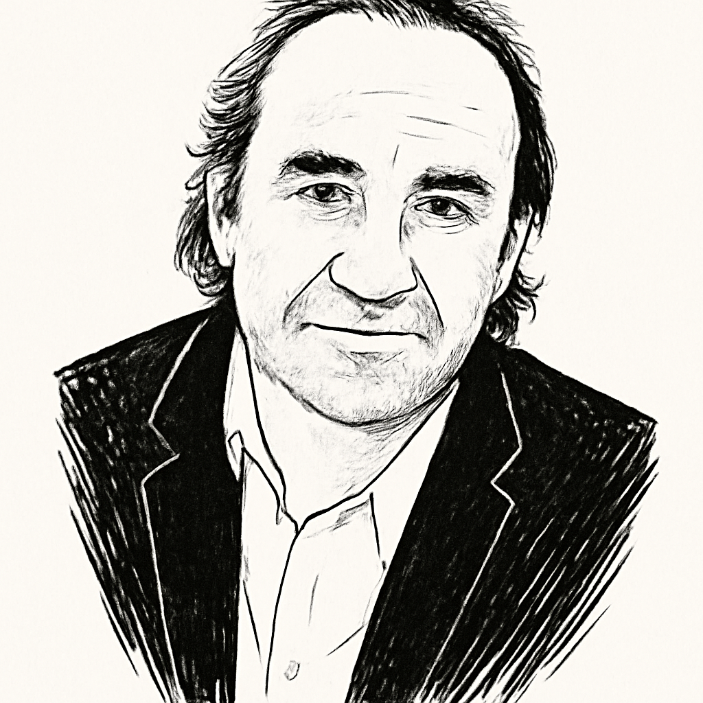 Drawn portrait of Xavier Niel