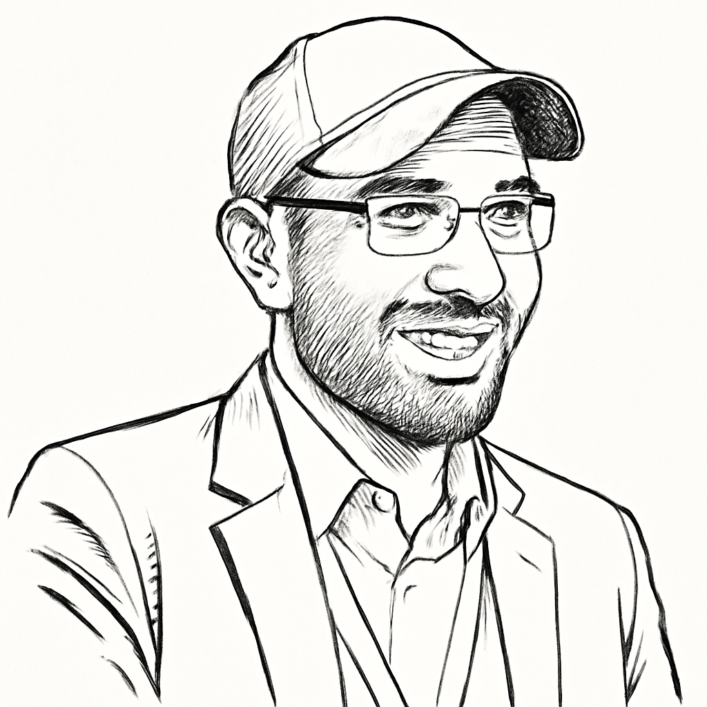 Drawn portrait of Jeremie Berrebi