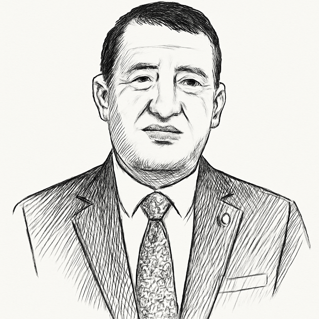 Drawn portrait of Shaukat Ali Khan
