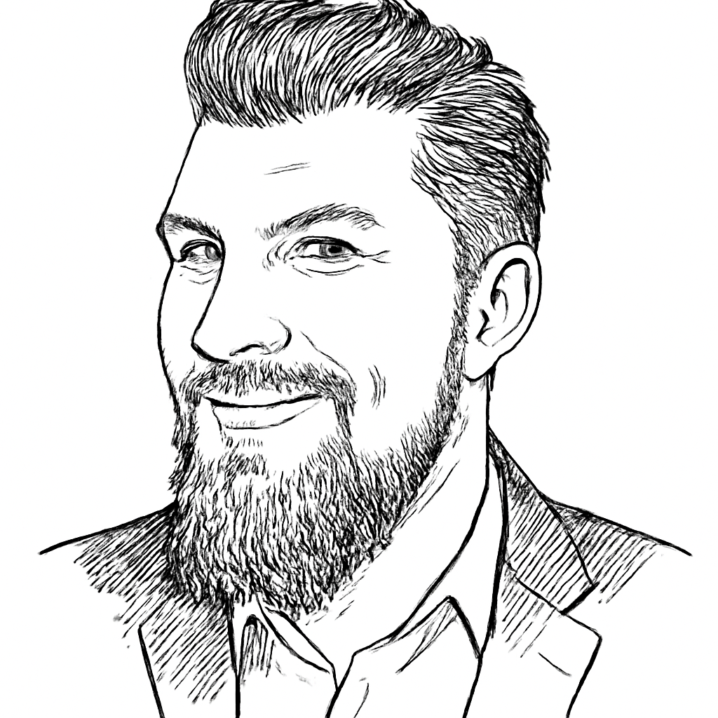 Drawn portrait of Vlad Iorga