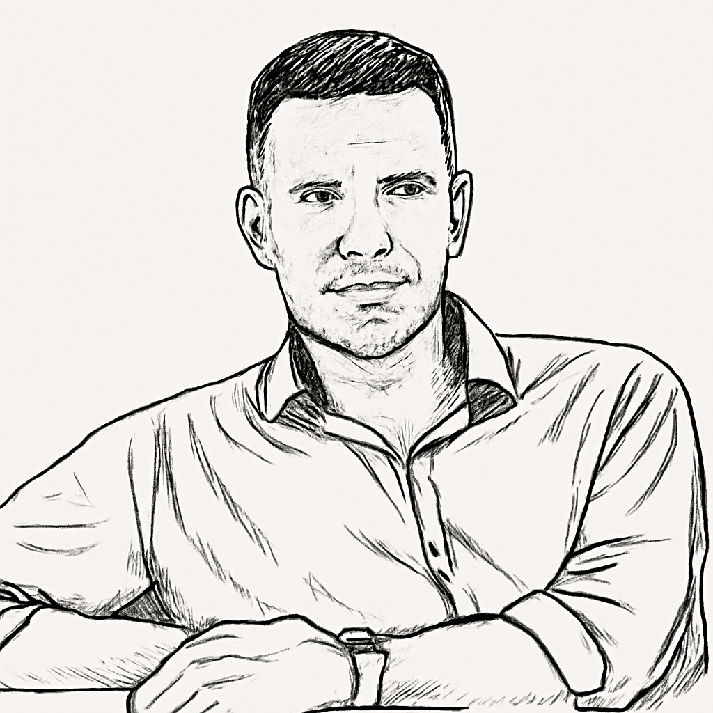 Drawn portrait of Yuri Gurski