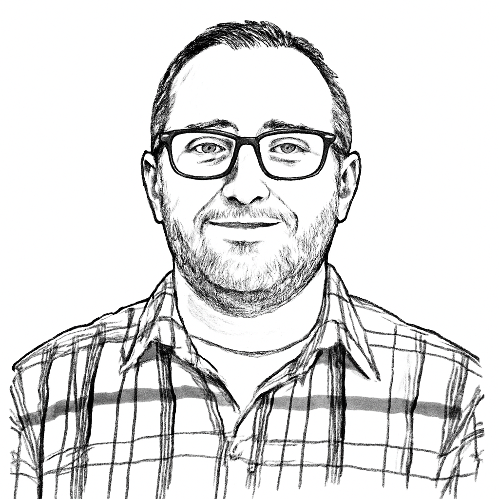 Drawn portrait of Alex Levy