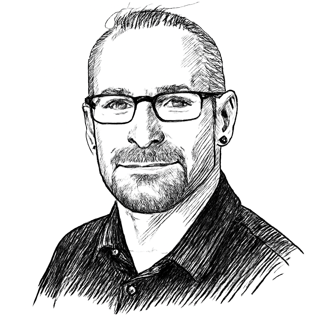 Drawn portrait of Sam Eaton