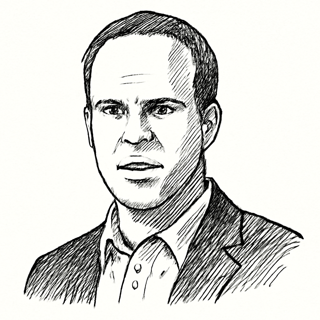 Drawn portrait of Jed Nachman