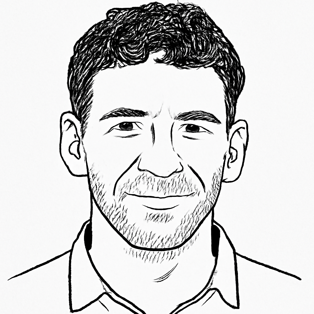 Drawn portrait of Dan Jedda