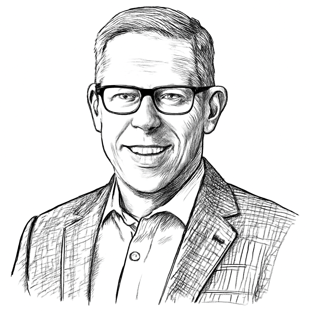 Drawn portrait of David Banks