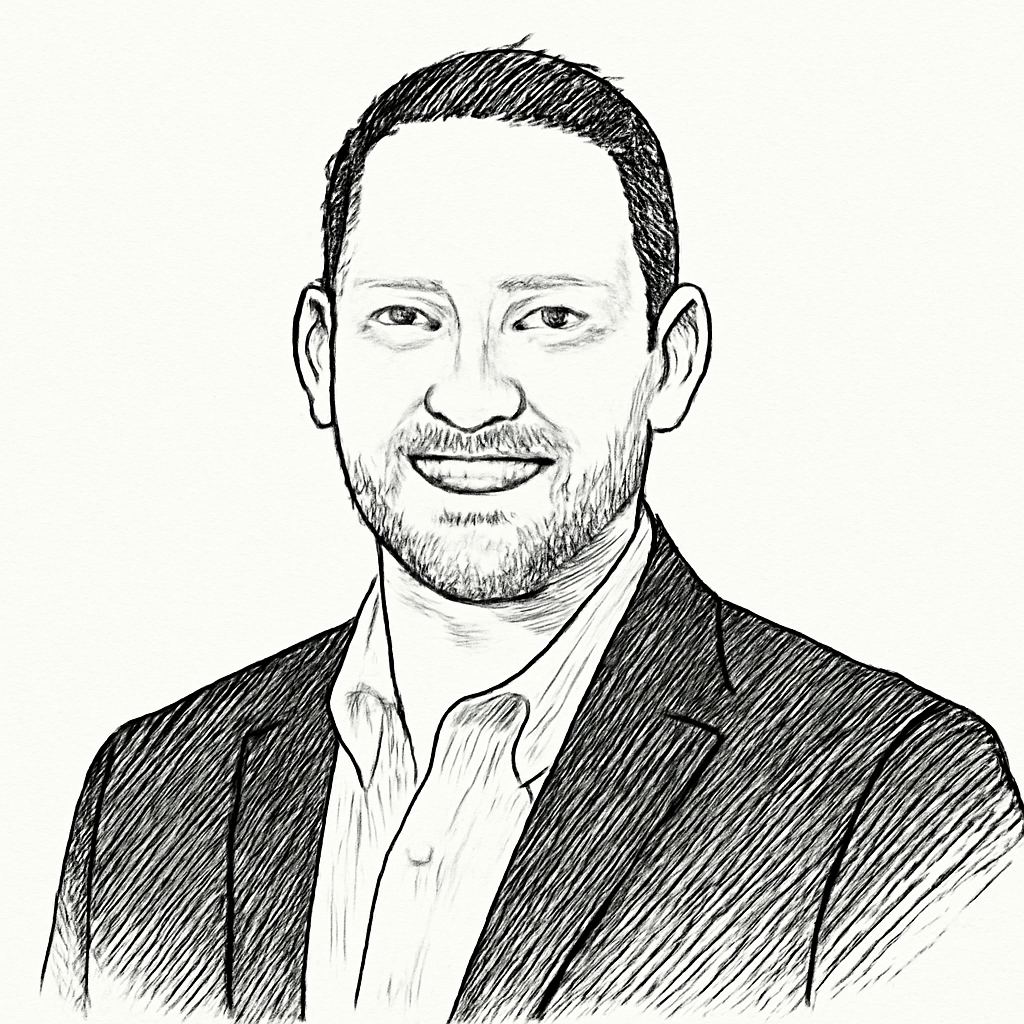 Drawn portrait of Rick Dodds