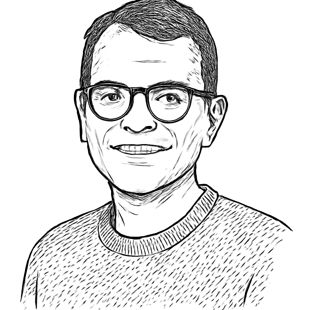 Drawn portrait of Mike Vernal