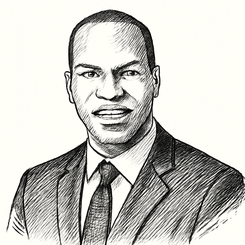 Drawn portrait of Mandell Crawley