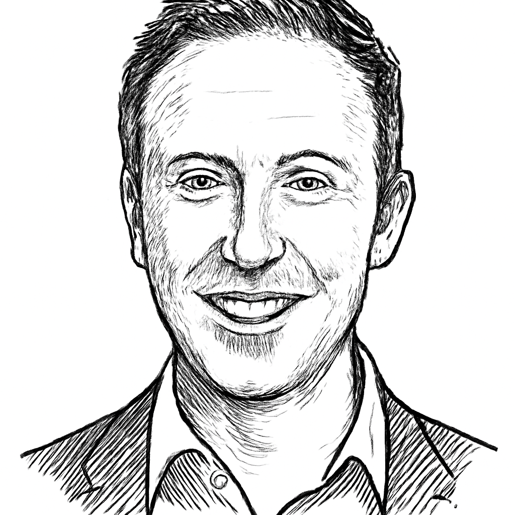 Drawn portrait of Aaron Stein