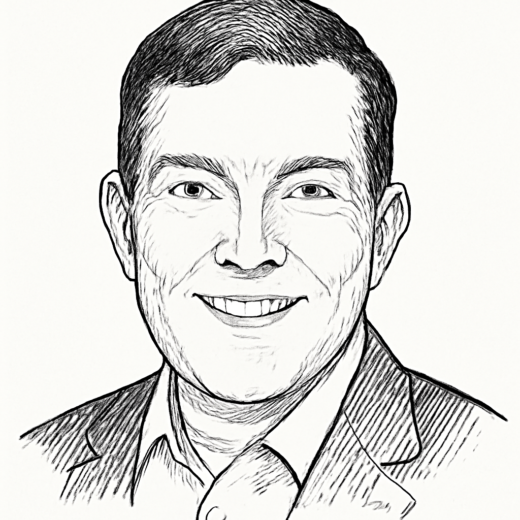 Drawn portrait of Mark Field