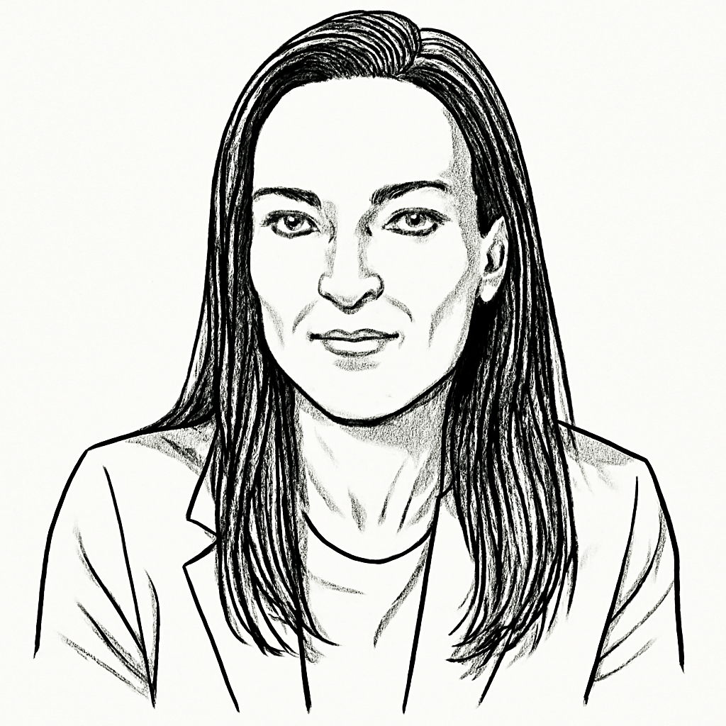Drawn portrait of Ashley van Zeeland