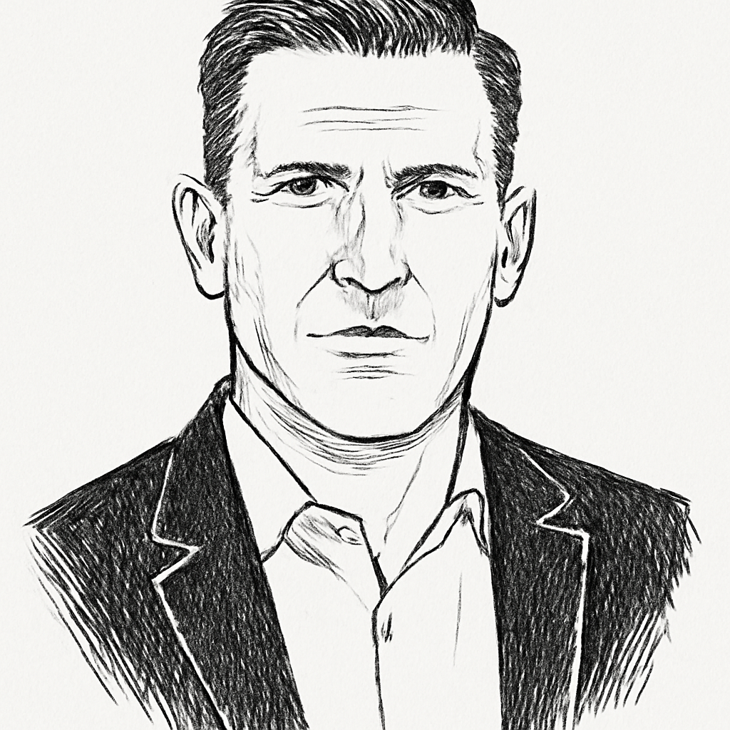 Drawn portrait of Roland Vieilledent
