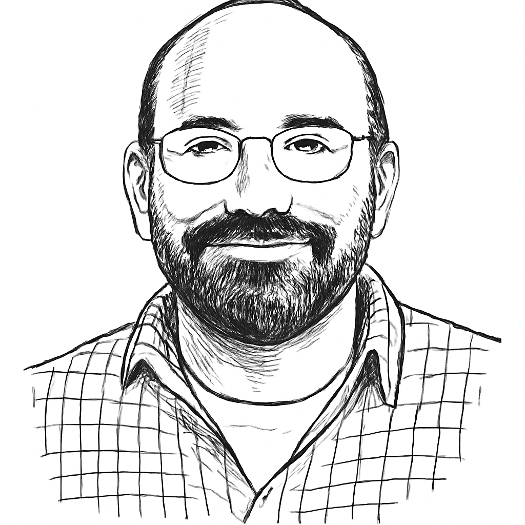 Drawn portrait of Kamal Bhattacharya