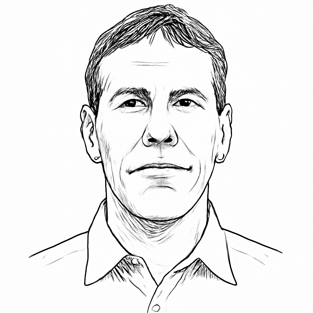 Drawn portrait of Leonardo MacIel