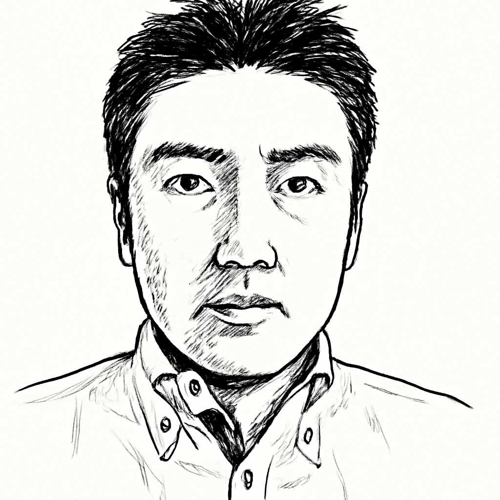 Drawn portrait of Kenichiro Yoshida