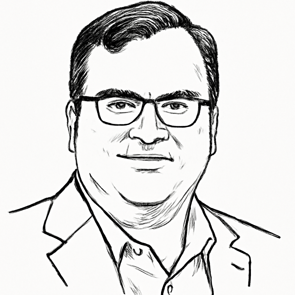 Drawn portrait of Reid Hoffman