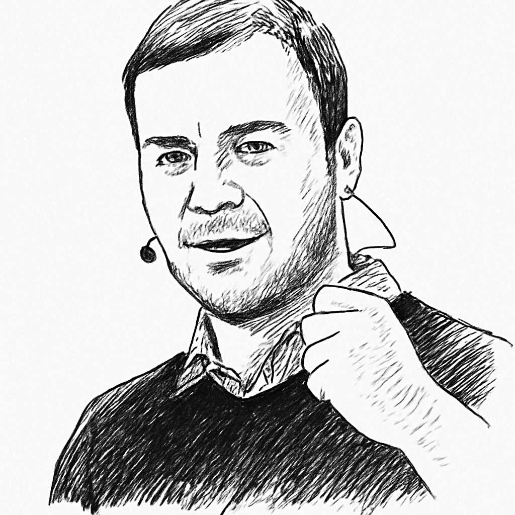 Drawn portrait of Andrej Karpathy